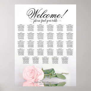 Elegant Pink Rose 29 Table Wedding Seating Chart