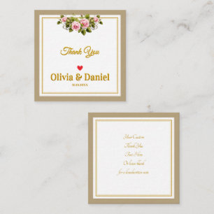 Elegant Pink Rose and Gold Script Thank You Card