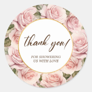 Elegant Pink Rose Baby Shower Classic Round Sticker