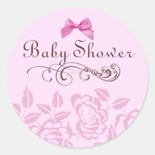 Elegant Pink Rose Baby Shower Envelope Sticker