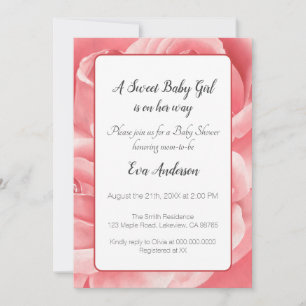 Elegant Pink Rose Baby Shower Invitation