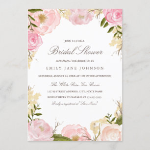 Elegant Pink Rose Bridal Shower Invitation