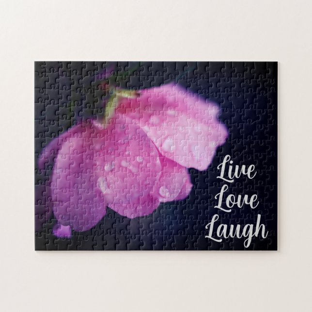 Elegant Pink Rose Close Up Flower Motivational  Jigsaw Puzzle (Horizontal)