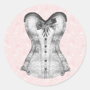 Elegant Pink Rose Corset Stickers
