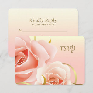Elegant Pink Rose Design Custom RSVP Cards