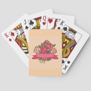 Elegant Pink Rose Floral Bouquet Playing Cards