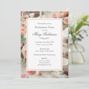 Elegant Pink Rose Floral  Invitation