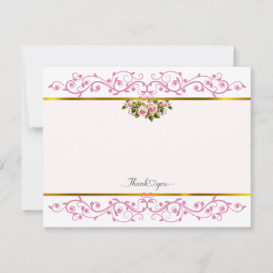 Elegant Pink Rose Floral Thank You Card