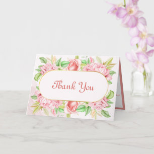 Elegant Pink Rose Floral Vintage Peony Flowers Card