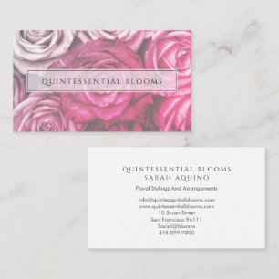 Elegant Pink Rose Florist Business Card