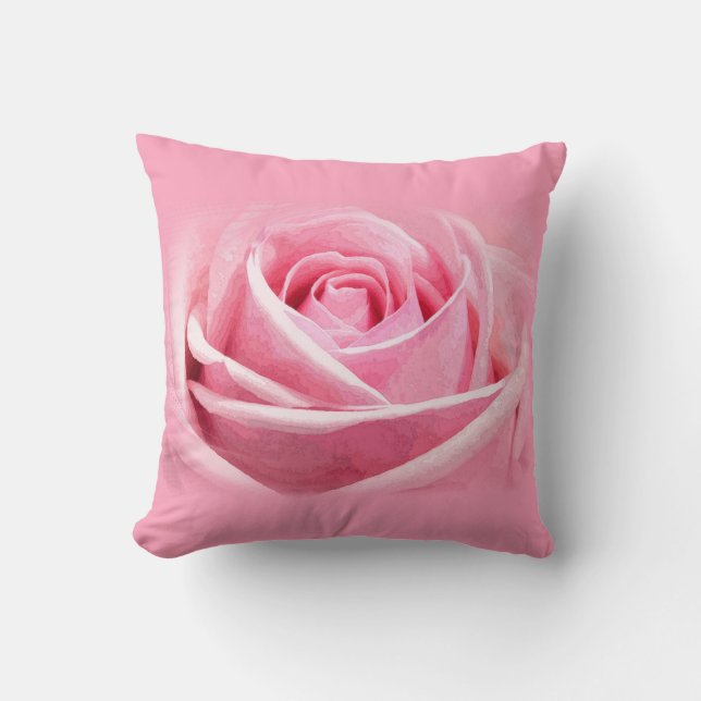 Elegant Pink Rose Flower Modern Design Square Chic Cushion (Front)