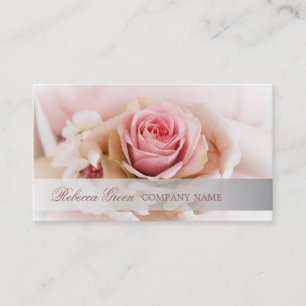 elegant pink rose flower wedding florist business card