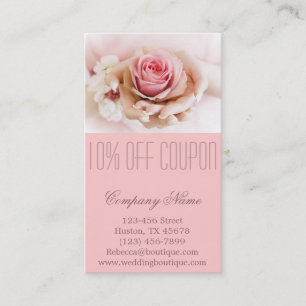 elegant pink rose flower wedding florist discount card