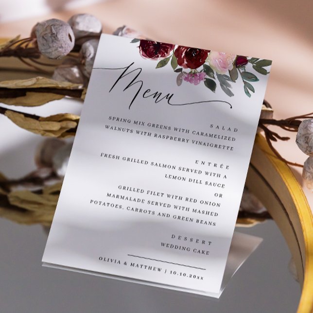 Elegant pink rose flowers. Garden floral wedding  Menu (Creator Uploaded)