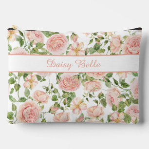 Elegant Pink Rose Garden Accessory Pouch