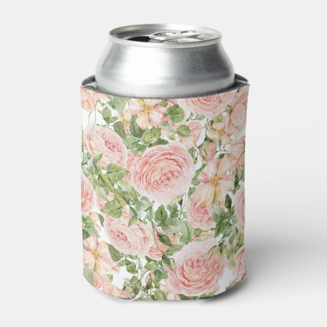 Elegant Pink Rose Garden Can Cooler (Can Front)