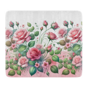 Elegant Pink Rose Garden Cutting Board