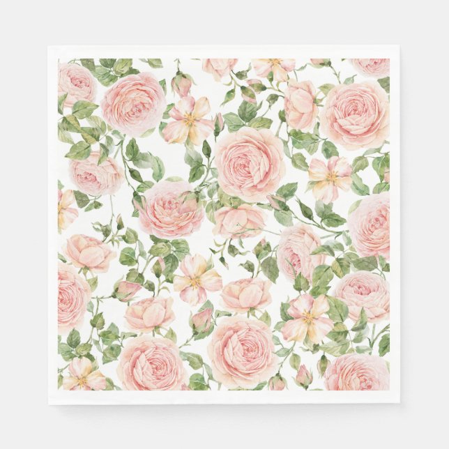 Elegant Pink Rose Garden  Napkin (Front)