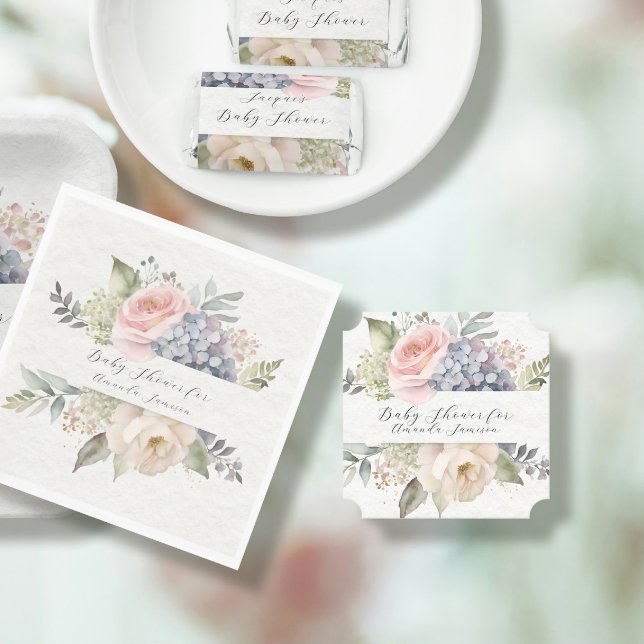 Elegant Pink Rose Garden Sweet Baby Girl Shower Paper Coaster (Creator Uploaded)