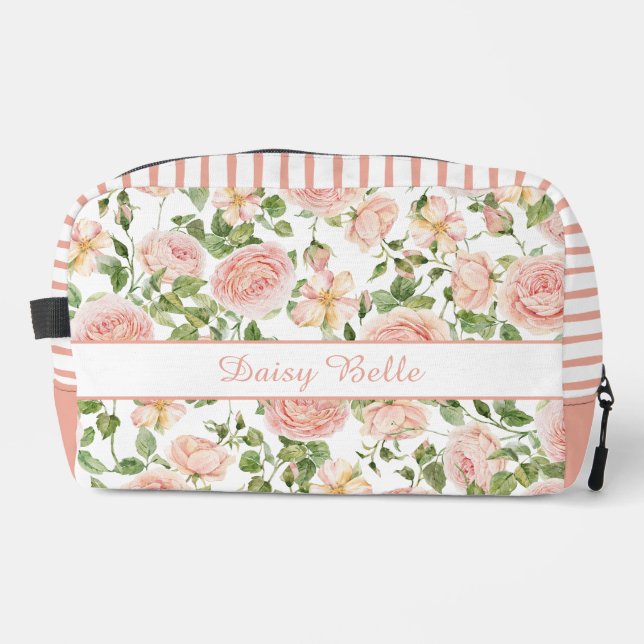 Elegant Pink Rose Garden Travel Dopp Kit (Front)
