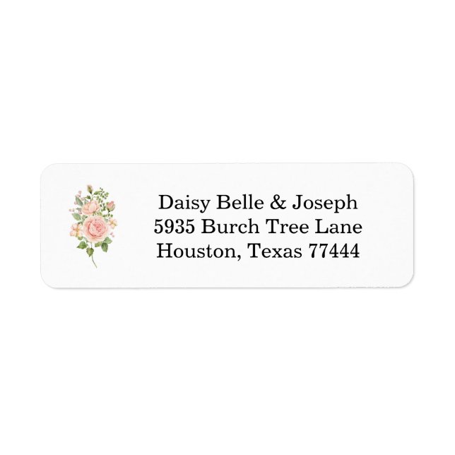 Elegant Pink Rose Garden Wedding Address (Front)
