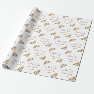 Elegant Pink, Rose Gold Eucalyptus Floral Wedding Wrapping Paper