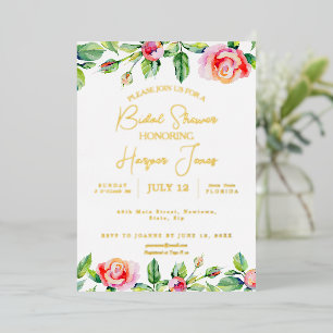 Elegant Pink Rose & Gold Foil Bridal Shower