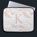 Elegant Pink Rose Gold Foil Marble Monogram Laptop Sleeve<br><div class="desc">Elegant Chic Blush Pink | Rose Gold Foil Monogram with trendy pink or rose gold foil marble and your custom name and monogram.</div>