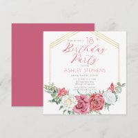 Elegant Pink Rose | Gold Frame 18th Birthday Party