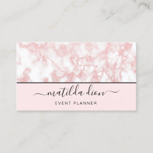 Elegant pink rose gold glitter marble glitter business card