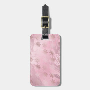 Elegant pink rose gold marble snowflake pattern luggage tag