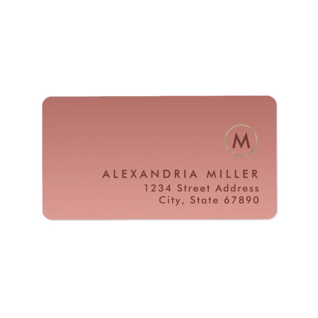 Elegant Pink Rose Gold Return Address Label (Front)