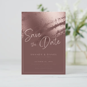 Elegant Pink Rose Gold Save The Date Card