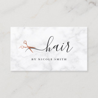 Elegant pink rose gold scissors hair business card