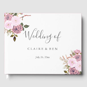 Elegant Pink & Rose Gold Wedding Guestbook