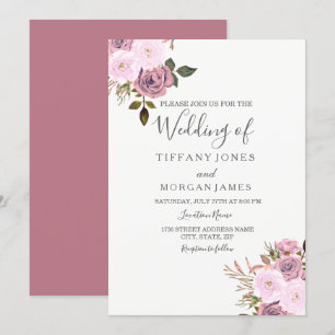 Elegant Pink & Rose Gold Wedding Invitation
