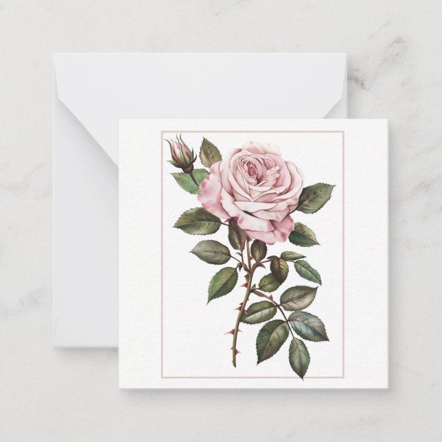 Elegant Pink Rose in Full Bloom Card (Front)