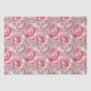 Elegant Pink Rose Mosaic Pattern Birthday Tissue Paper