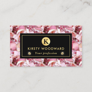 Elegant Pink Rose Mosaic Pattern Business Card