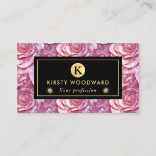 Elegant Pink Rose Mosaic Pattern Business Card