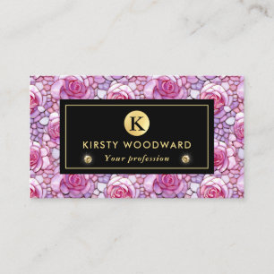 Elegant Pink Rose Mosaic Pattern Business Card