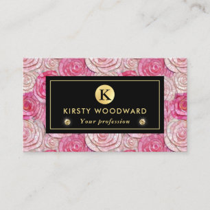 Elegant Pink Rose Mosaic Pattern Business Card