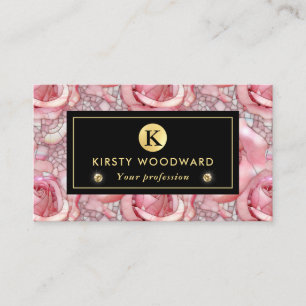Elegant Pink Rose Mosaic Pattern Business Card