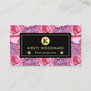 Elegant Pink Rose Mosaic Pattern Business Card