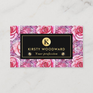 Elegant Pink Rose Mosaic Pattern Business Card