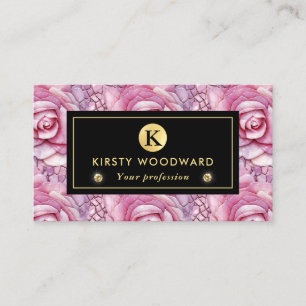 Elegant Pink Rose Mosaic Pattern Business Card