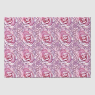 Elegant Pink Rose Mosaic Pattern Tissue Paper