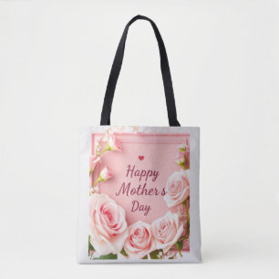 Elegant Pink Rose Mother’s Day Greeting Tote Bag