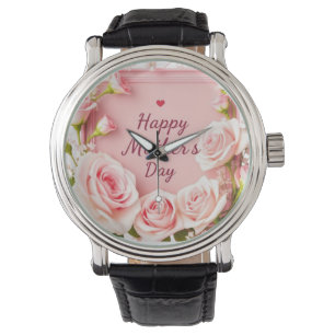Elegant Pink Rose Mother’s Day Greeting Watch