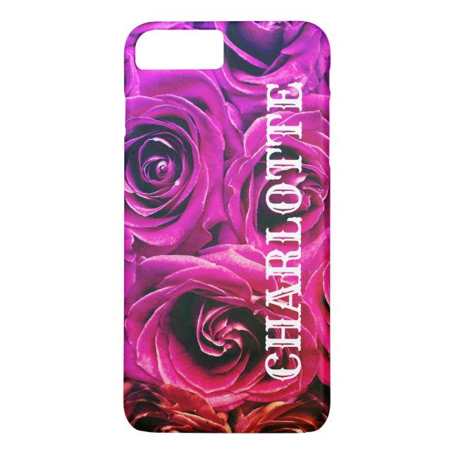 Elegant Pink Rose Name Template Case-Mate iPhone Case (Back)